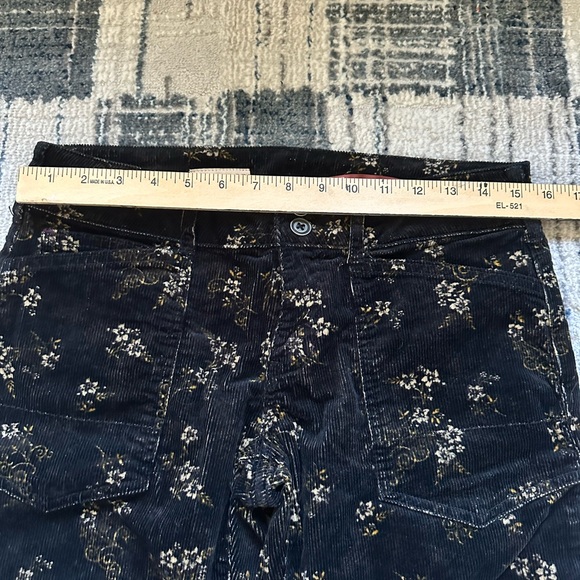Pilcro Black Corduroy Floral Straight Leg Elevated Statement Pants - Picture 9 of 13